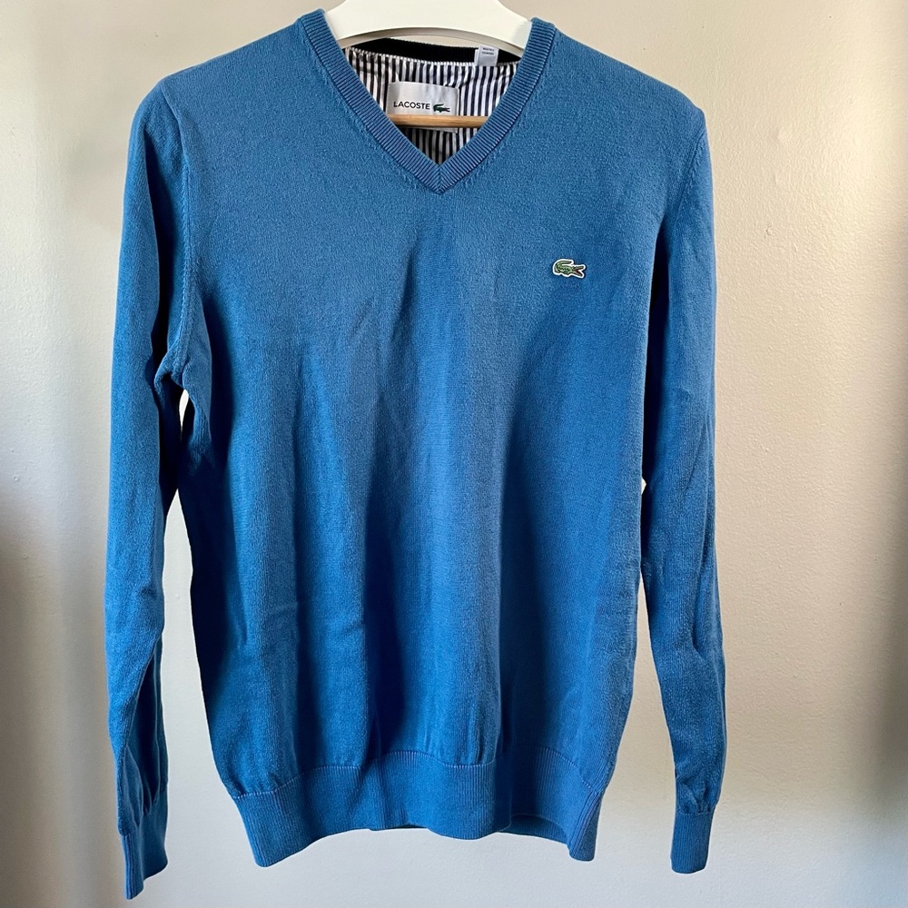 Blue Lacoste V-Neck Sweater